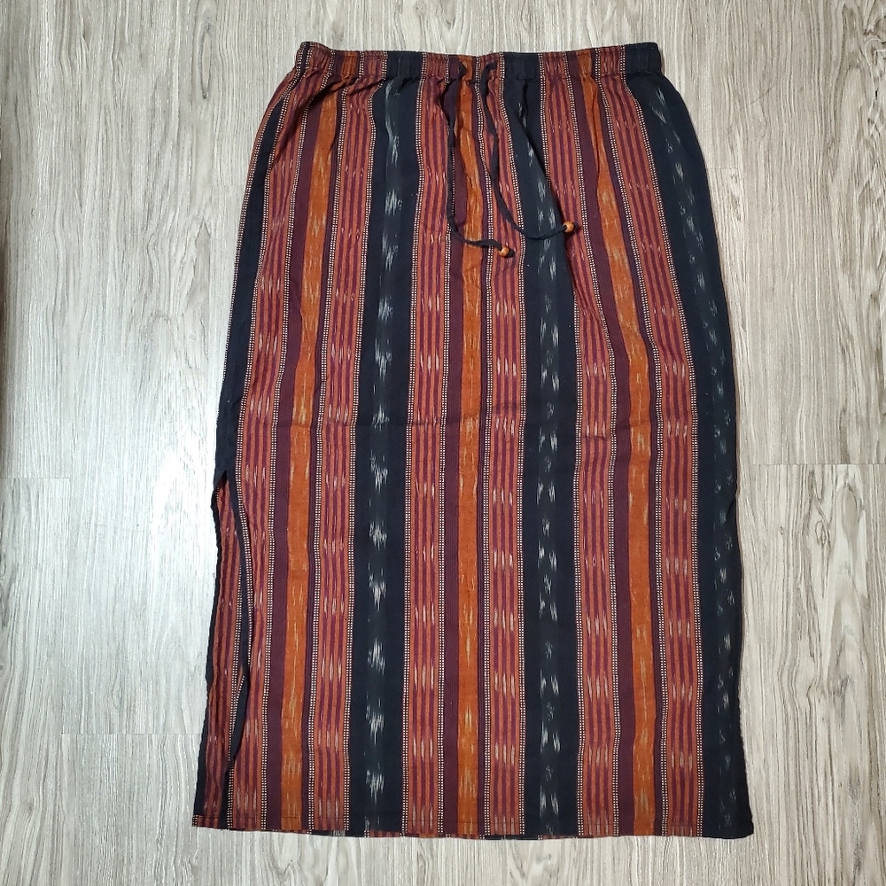 White Stag Women's Drawstring Waist Maxi Skirt with Side Slit on Both Sides